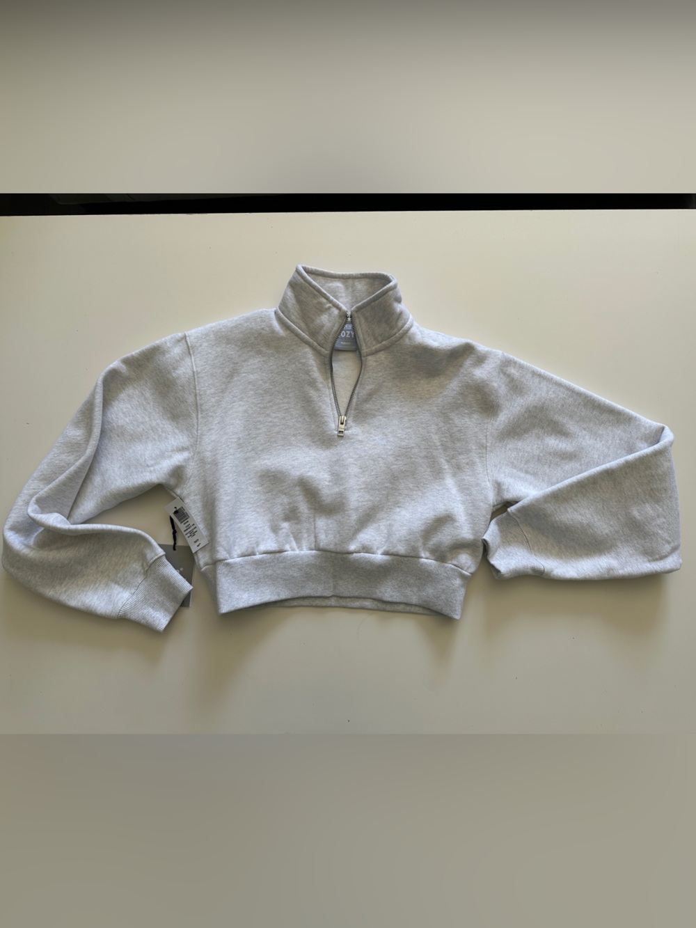 TNA Aritiza Perfect Cozy Light Heather Gray Quarter-Zip Pullover NWT XS